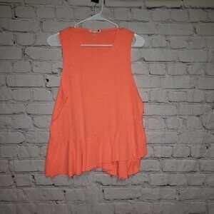 SUNDRY Scoop Neck Sleeveless Ruffle Blouse